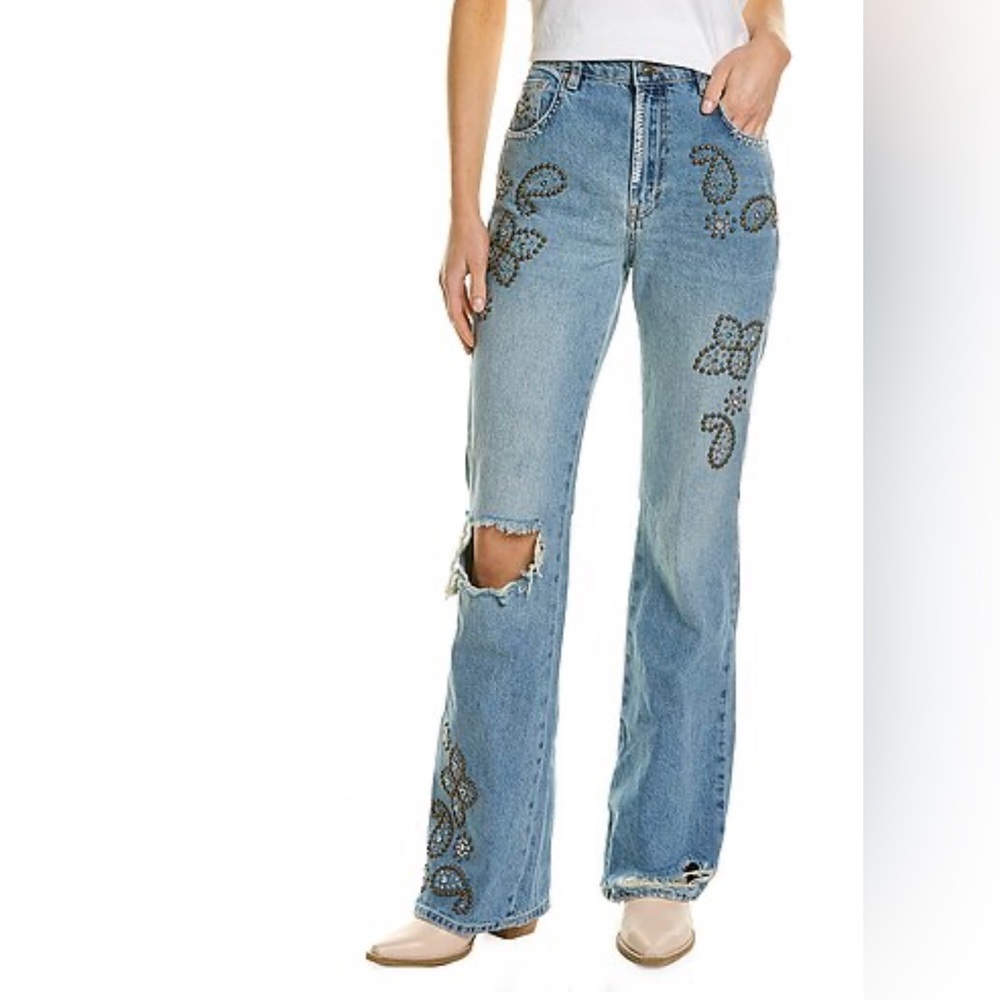 FREE PEOPLE Wiley Embellished 
 worn once jeans size 27